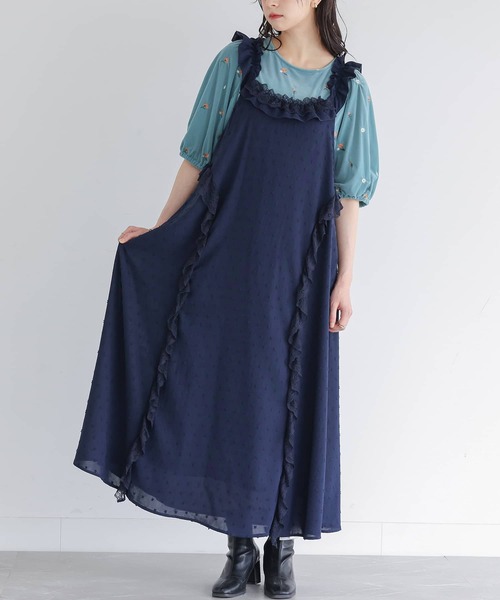 somari imagination（ソマリ イマジネーション）の「『ドビードットフリルキャミワンピース』（ワンピース・レディース・ブラック/ネイビー・1/2）」の10枚目の写真