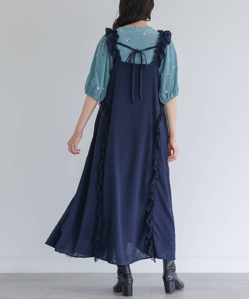 somari imagination（ソマリ イマジネーション）の「『ドビードットフリルキャミワンピース』（ワンピース・レディース・ブラック/ネイビー・1/2）」の14枚目の写真