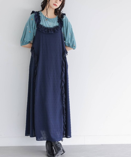 somari imagination（ソマリ イマジネーション）の「『ドビードットフリルキャミワンピース』（ワンピース・レディース・ブラック/ネイビー・1/2）」の11枚目の写真