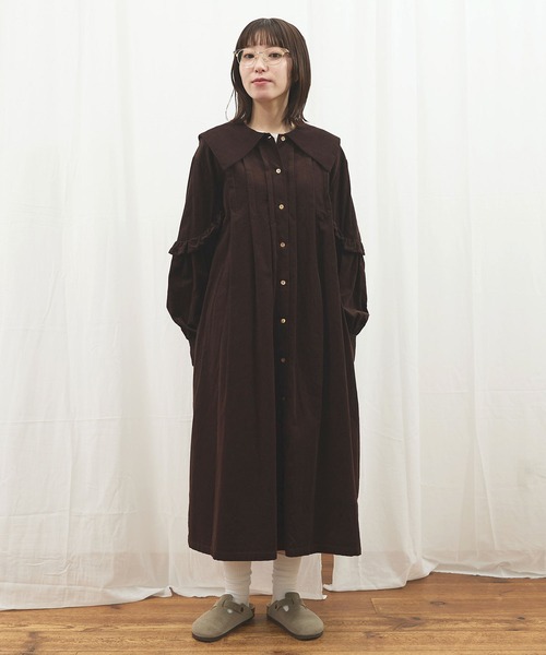 fig London(フィグロンドン)の「shirt corl dress(ワンピース・レディース・ネイビー/ピンク/ダークブラウン・FREE)」の9枚目の写真