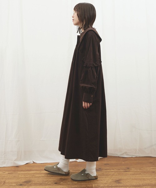 fig London(フィグロンドン)の「shirt corl dress(ワンピース・レディース・ネイビー/ピンク/ダークブラウン・FREE)」の14枚目の写真