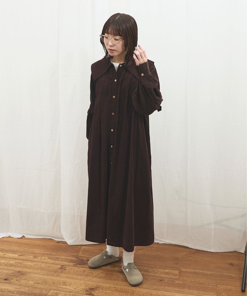 fig London(フィグロンドン)の「shirt corl dress(ワンピース・レディース・ネイビー/ピンク/ダークブラウン・FREE)」の18枚目の写真
