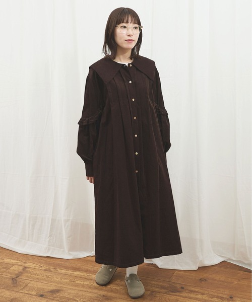 fig London(フィグロンドン)の「shirt corl dress(ワンピース・レディース・ネイビー/ピンク/ダークブラウン・FREE)」の19枚目の写真