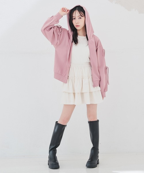 Honeys(ハニーズ)の「袖リボンパーカー(パーカー・レディース・ピンク/アイボリー/ブラック・L/M/S)」の17枚目の写真