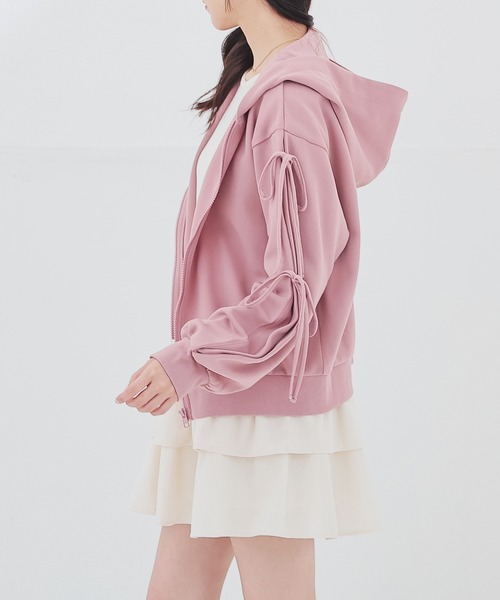 Honeys(ハニーズ)の「袖リボンパーカー(パーカー・レディース・ピンク/アイボリー/ブラック・L/M/S)」の19枚目の写真