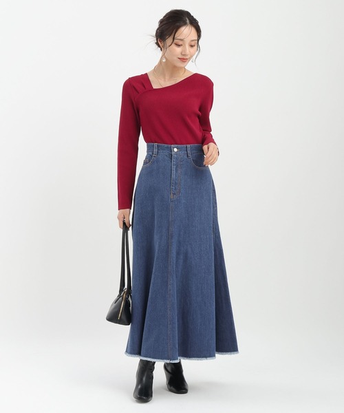 Andemiu（アンデミュウ）の「デニムフレアロングスカート579830（デニムスカート・レディース・ネイビー/ブルー・SMALL/MEDIUM）」の8枚目の写真