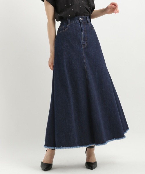 Andemiu（アンデミュウ）の「デニムフレアロングスカート579830（デニムスカート・レディース・ネイビー/ブルー・SMALL/MEDIUM）」の10枚目の写真