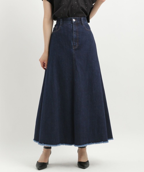 Andemiu（アンデミュウ）の「デニムフレアロングスカート579830（デニムスカート・レディース・ネイビー/ブルー・SMALL/MEDIUM）」の11枚目の写真