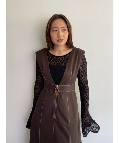 Dickies(ディッキーズ)の「【別注Dickies】ZIPジャンパースカート(ジャンパースカート・レディース・ブラウン/グリーン/ベージュ・MEDIUM/SMALL)」の6枚目の写真