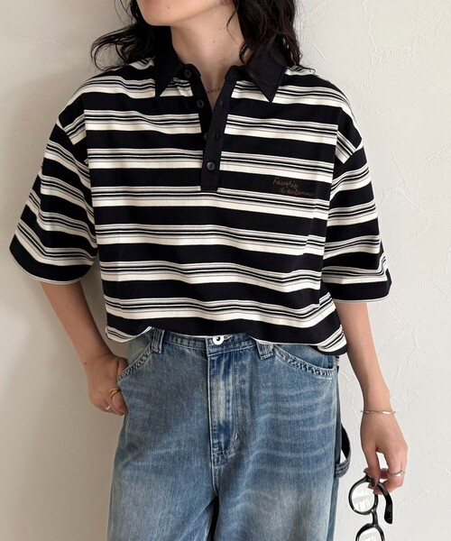 fredy emue(フレディエミュ)の「5分袖ポロシャツ(ポロシャツ・レディース・ブラウン系その他/ネイビー/ブラック系その他・38)」の8枚目の写真