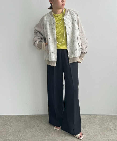 LHELBIE（レルビエ）の「MA-1スリーブツイードブルゾン（ブルゾン・レディース・オフホワイト/ブラック・M）」の6枚目の写真