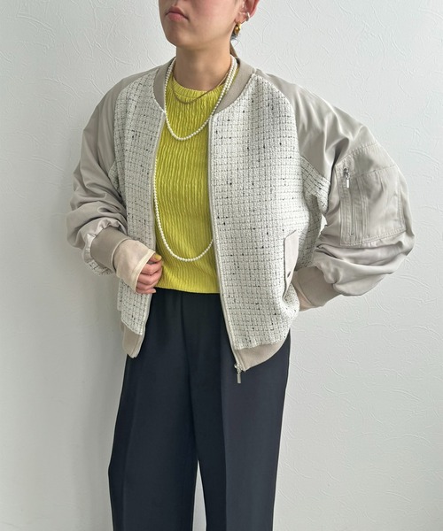 LHELBIE（レルビエ）の「MA-1スリーブツイードブルゾン（ブルゾン・レディース・オフホワイト/ブラック・M）」の14枚目の写真