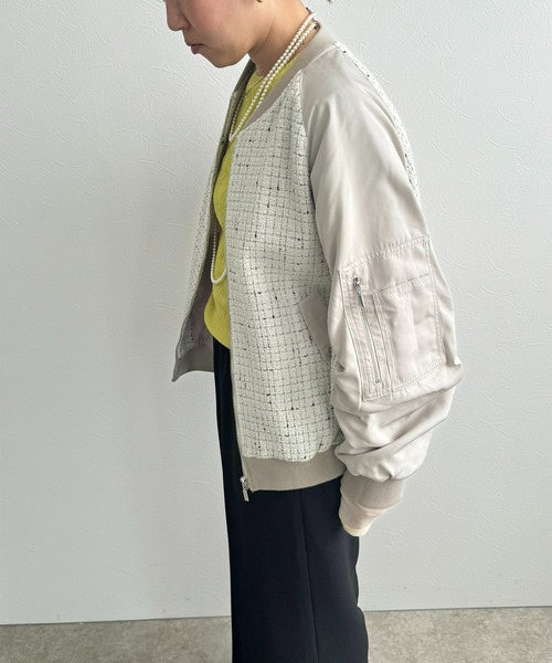 LHELBIE（レルビエ）の「MA-1スリーブツイードブルゾン（ブルゾン・レディース・オフホワイト/ブラック・M）」の10枚目の写真