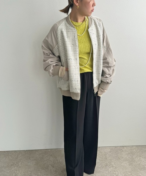 LHELBIE（レルビエ）の「MA-1スリーブツイードブルゾン（ブルゾン・レディース・オフホワイト/ブラック・M）」の13枚目の写真