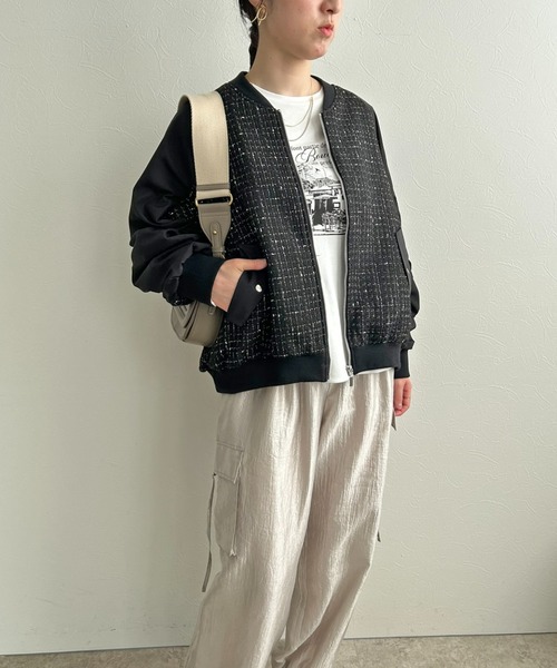 LHELBIE（レルビエ）の「MA-1スリーブツイードブルゾン（ブルゾン・レディース・オフホワイト/ブラック・M）」の21枚目の写真