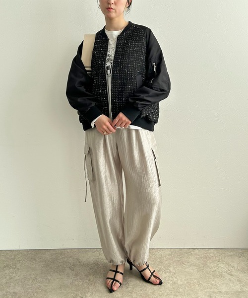 LHELBIE（レルビエ）の「MA-1スリーブツイードブルゾン（ブルゾン・レディース・オフホワイト/ブラック・M）」の20枚目の写真