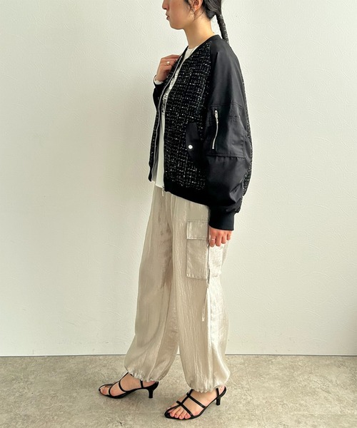 LHELBIE（レルビエ）の「MA-1スリーブツイードブルゾン（ブルゾン・レディース・オフホワイト/ブラック・M）」の18枚目の写真