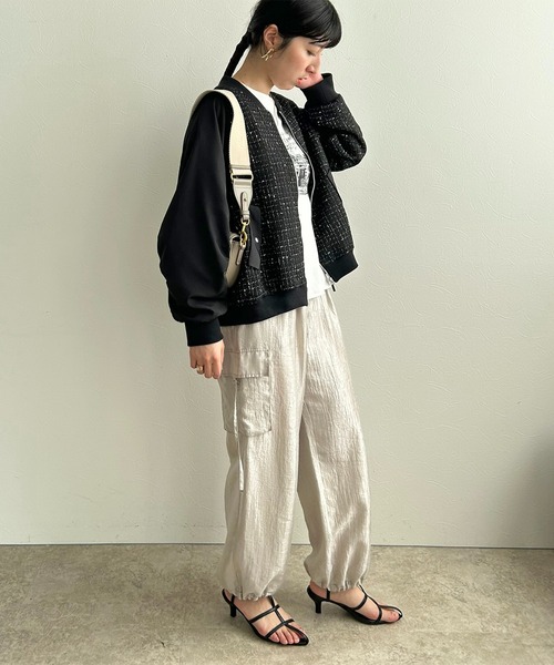 LHELBIE（レルビエ）の「MA-1スリーブツイードブルゾン（ブルゾン・レディース・オフホワイト/ブラック・M）」の17枚目の写真