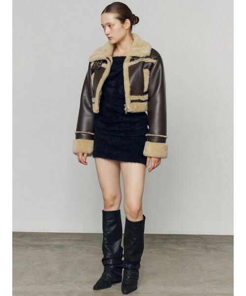 EMODA（エモダ）の「ショートフェイクムートンブルゾン（ブルゾン・レディース・ブラウン/ブラック/その他/アイボリー・FREE）」の10枚目の写真