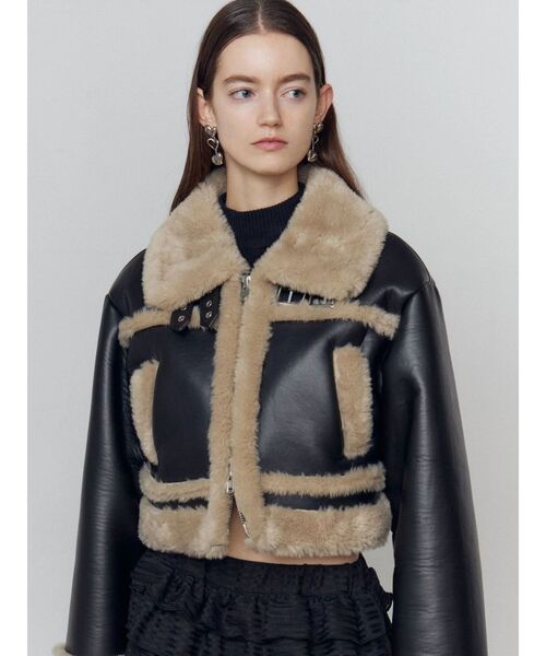 EMODA（エモダ）の「ショートフェイクムートンブルゾン（ブルゾン・レディース・ブラウン/ブラック/その他/アイボリー・FREE）」の11枚目の写真