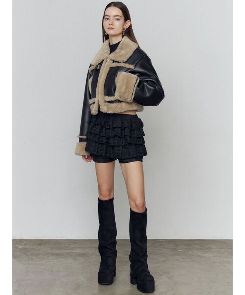EMODA（エモダ）の「ショートフェイクムートンブルゾン（ブルゾン・レディース・ブラウン/ブラック/その他/アイボリー・FREE）」の12枚目の写真