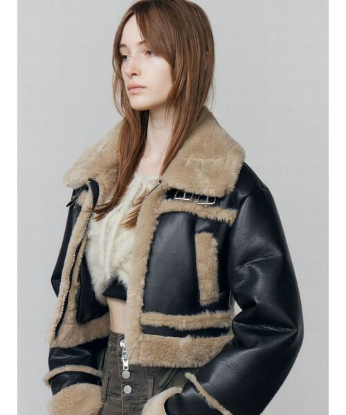EMODA（エモダ）の「ショートフェイクムートンブルゾン（ブルゾン・レディース・ブラウン/ブラック/その他/アイボリー・FREE）」の13枚目の写真
