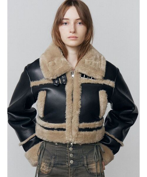 EMODA（エモダ）の「ショートフェイクムートンブルゾン（ブルゾン・レディース・ブラウン/ブラック/その他/アイボリー・FREE）」の14枚目の写真