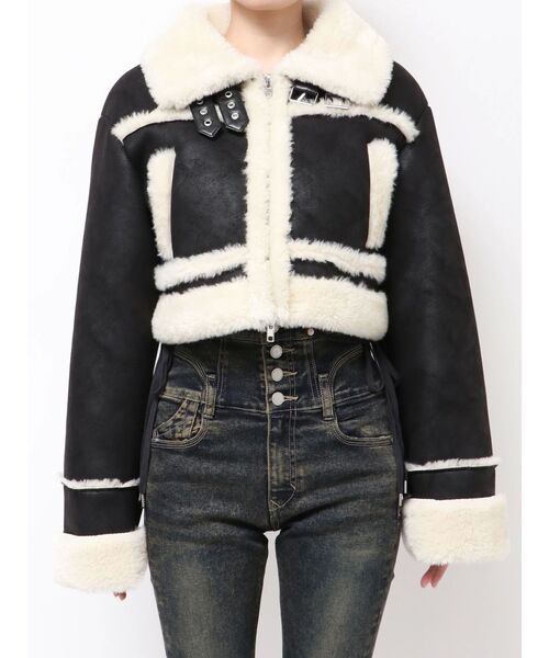 EMODA（エモダ）の「ショートフェイクムートンブルゾン（ブルゾン・レディース・ブラウン/ブラック/その他/アイボリー・FREE）」の18枚目の写真