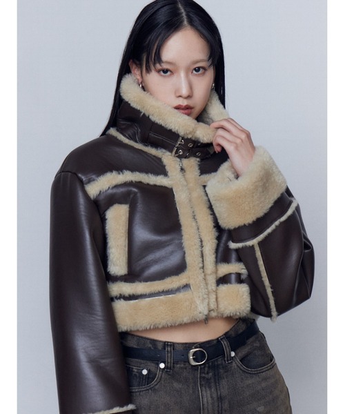EMODA（エモダ）の「ショートフェイクムートンブルゾン（ブルゾン・レディース・ブラウン/ブラック/その他/アイボリー・FREE）」の9枚目の写真