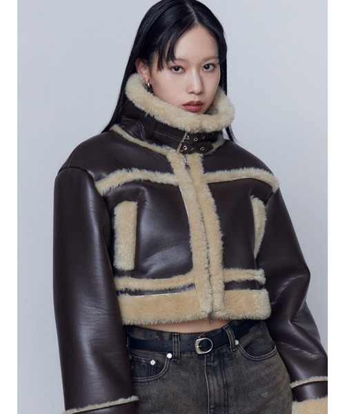 EMODA（エモダ）の「ショートフェイクムートンブルゾン（ブルゾン・レディース・ブラウン/ブラック/その他/アイボリー・FREE）」の8枚目の写真