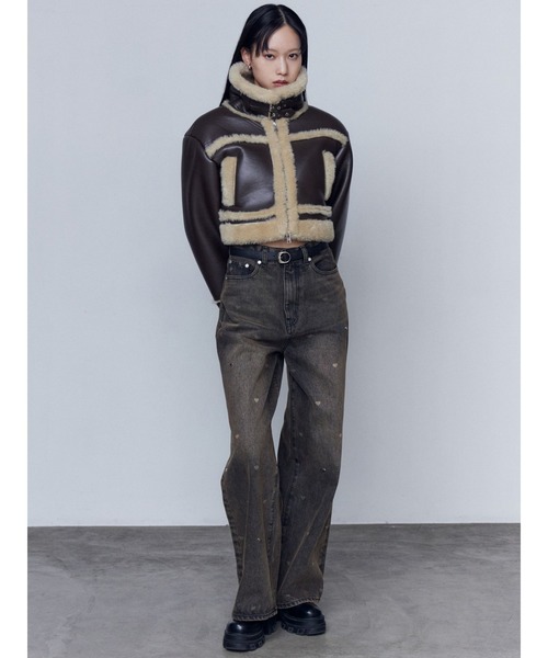 EMODA（エモダ）の「ショートフェイクムートンブルゾン（ブルゾン・レディース・ブラウン/ブラック/その他/アイボリー・FREE）」の6枚目の写真