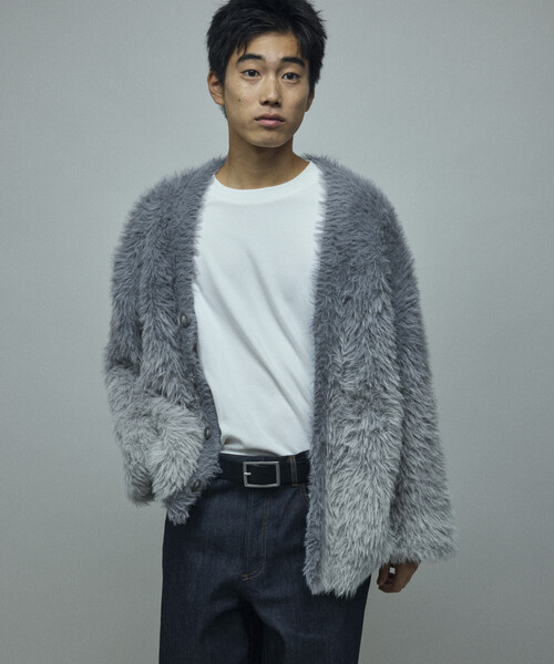 Firsthand（ファーストハンド）の「Firsthand/ファーストハンド オーバーサイズ フェザーヤーン グラデーション ニット カーディガン（カーディガン/ボレロ・メンズ・ブラウン/グレー/ブラック・L/M）」の4枚目の写真