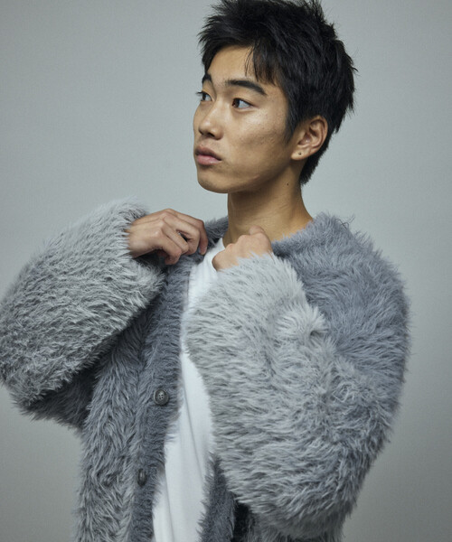 Firsthand（ファーストハンド）の「Firsthand/ファーストハンド オーバーサイズ フェザーヤーン グラデーション ニット カーディガン（カーディガン/ボレロ・メンズ・ブラウン/グレー/ブラック・L/M）」の7枚目の写真