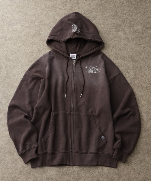 VISION STREET WEAR（ヴィジョンストリートウェア）の「【VISION STREET WEAR/ヴィジョンストリートウェア】 裏毛 プリントロゴ ビッグシルエット クルーネック スウェット フルジップ パーカー（パーカー・メンズ・ブラック/ネイビー/ワイン・L/LL/M）」の4枚目の写真