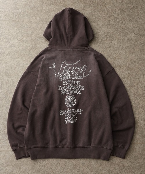 VISION STREET WEAR（ヴィジョンストリートウェア）の「【VISION STREET WEAR/ヴィジョンストリートウェア】 裏毛 プリントロゴ ビッグシルエット クルーネック スウェット フルジップ パーカー（パーカー・メンズ・ブラック/ネイビー/ワイン・L/LL/M）」の5枚目の写真
