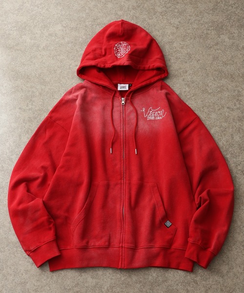 VISION STREET WEAR（ヴィジョンストリートウェア）の「【VISION STREET WEAR/ヴィジョンストリートウェア】 裏毛 プリントロゴ ビッグシルエット クルーネック スウェット フルジップ パーカー（パーカー・メンズ・ブラック/ネイビー/ワイン・L/LL/M）」の7枚目の写真