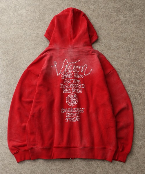 VISION STREET WEAR（ヴィジョンストリートウェア）の「【VISION STREET WEAR/ヴィジョンストリートウェア】 裏毛 プリントロゴ ビッグシルエット クルーネック スウェット フルジップ パーカー（パーカー・メンズ・ブラック/ネイビー/ワイン・L/LL/M）」の8枚目の写真