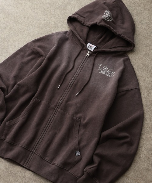 VISION STREET WEAR（ヴィジョンストリートウェア）の「【VISION STREET WEAR/ヴィジョンストリートウェア】 裏毛 プリントロゴ ビッグシルエット クルーネック スウェット フルジップ パーカー（パーカー・メンズ・ブラック/ネイビー/ワイン・L/LL/M）」の9枚目の写真