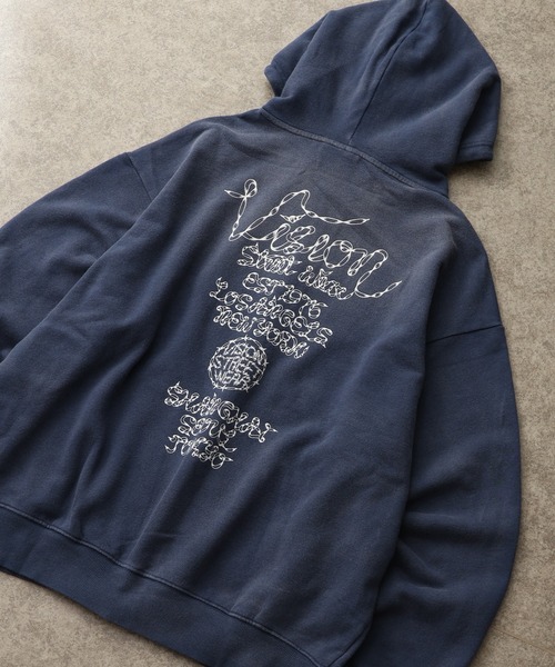 VISION STREET WEAR（ヴィジョンストリートウェア）の「【VISION STREET WEAR/ヴィジョンストリートウェア】 裏毛 プリントロゴ ビッグシルエット クルーネック スウェット フルジップ パーカー（パーカー・メンズ・ブラック/ネイビー/ワイン・L/LL/M）」の10枚目の写真