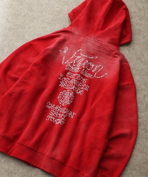 VISION STREET WEAR（ヴィジョンストリートウェア）の「【VISION STREET WEAR/ヴィジョンストリートウェア】 裏毛 プリントロゴ ビッグシルエット クルーネック スウェット フルジップ パーカー（パーカー・メンズ・ブラック/ネイビー/ワイン・L/LL/M）」の12枚目の写真