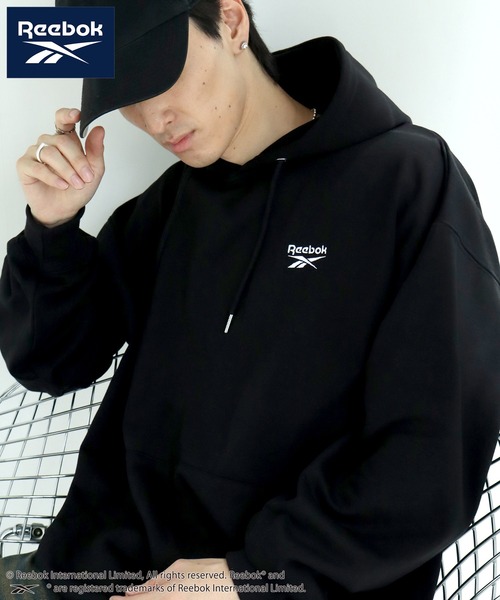 Reebok（リーボック）の「【Reebok/リーボック】裏起毛 ワンポイント刺繍ロゴ スウェット プルオーバーパーカー（パーカー・メンズ・ブラック/グレイッシュベージュ/ホワイト/ネイビー・M/L/LL）」の2枚目の写真
