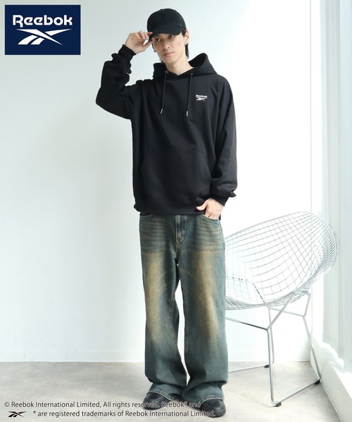 Reebok（リーボック）の「【Reebok/リーボック】裏起毛 ワンポイント刺繍ロゴ スウェット プルオーバーパーカー（パーカー・メンズ・ブラック/グレイッシュベージュ/ホワイト/ネイビー・M/L/LL）」の5枚目の写真