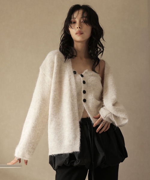 Ulysses（ユリシス）の「【2set】ニットボタンビスチェ＆カーディガンセット（カーディガン/ボレロ・レディース・ベージュ/グレー・F）」の13枚目の写真