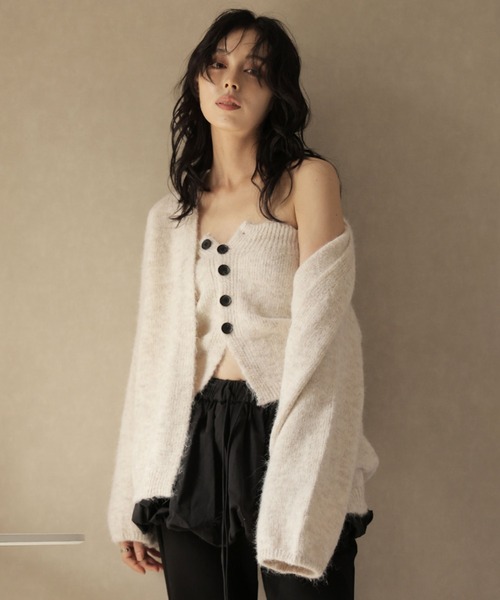 Ulysses（ユリシス）の「【2set】ニットボタンビスチェ＆カーディガンセット（カーディガン/ボレロ・レディース・ベージュ/グレー・F）」の14枚目の写真