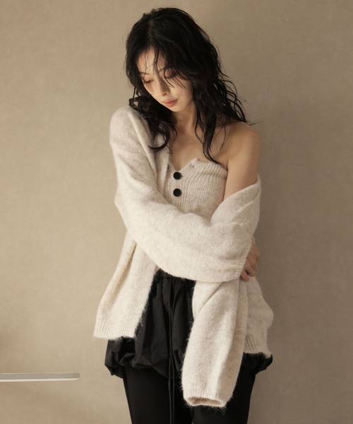 Ulysses（ユリシス）の「【2set】ニットボタンビスチェ＆カーディガンセット（カーディガン/ボレロ・レディース・ベージュ/グレー・F）」の15枚目の写真