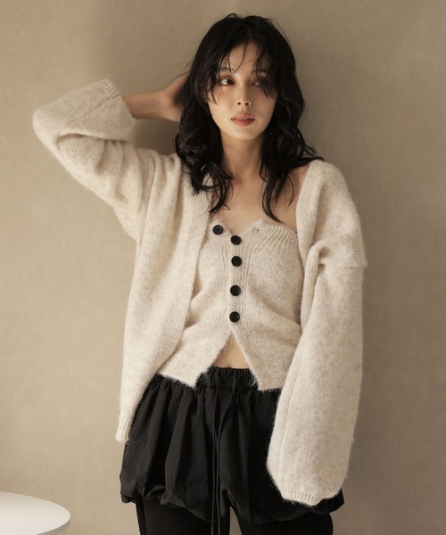 Ulysses（ユリシス）の「【2set】ニットボタンビスチェ＆カーディガンセット（カーディガン/ボレロ・レディース・ベージュ/グレー・F）」の17枚目の写真