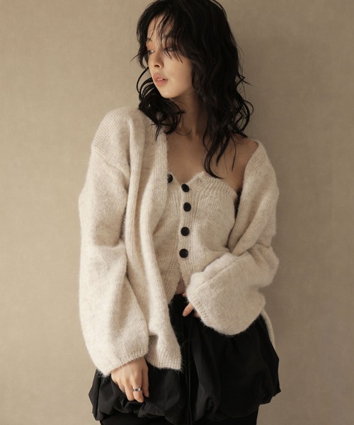 Ulysses（ユリシス）の「【2set】ニットボタンビスチェ＆カーディガンセット（カーディガン/ボレロ・レディース・ベージュ/グレー・F）」の18枚目の写真