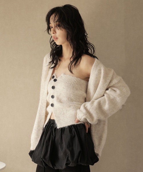 Ulysses（ユリシス）の「【2set】ニットボタンビスチェ＆カーディガンセット（カーディガン/ボレロ・レディース・ベージュ/グレー・F）」の19枚目の写真