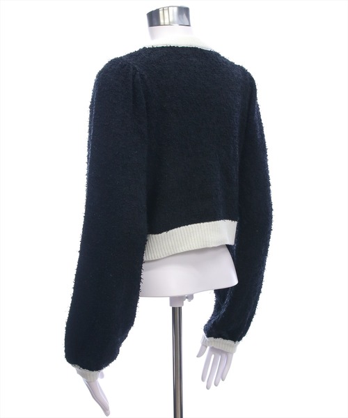 clear（クリア）の「ヒゲヤーン配色リボンニットカーディガン[大人 フェミニン 上品 ガーリー]（カーディガン/ボレロ・レディース・ピンク/アイボリー/ブラック・F）」の13枚目の写真