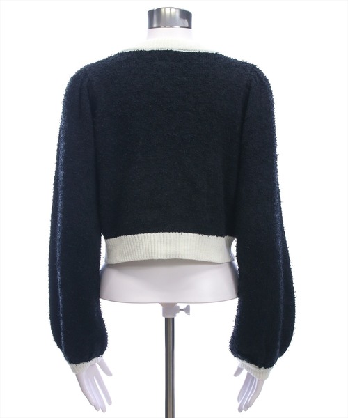 clear（クリア）の「ヒゲヤーン配色リボンニットカーディガン[大人 フェミニン 上品 ガーリー]（カーディガン/ボレロ・レディース・ピンク/アイボリー/ブラック・F）」の9枚目の写真